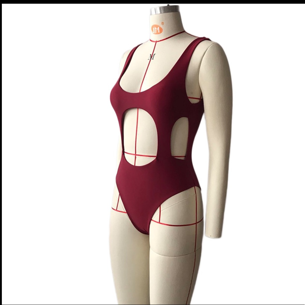 Tiffany whine red  cut out one piece swimsuit - Picture 7 of 8